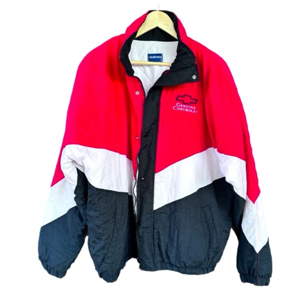 Vintage Holloway Genuine Chevrolet Snap/Zip Quilted Lined Jacket Size XL